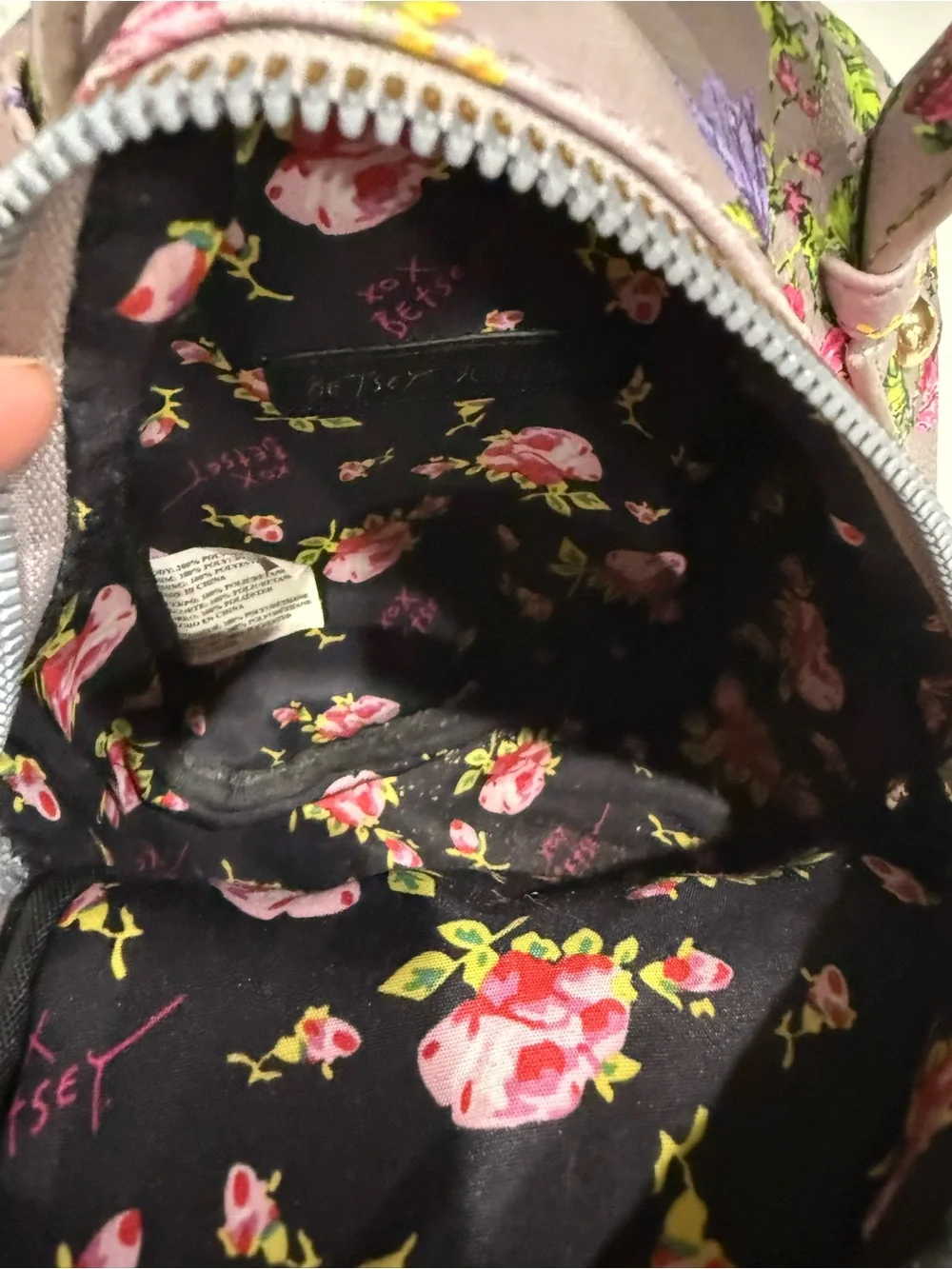 Kids Betsy Johnson Floral Puppy Mini Backpack - Pink Lavender